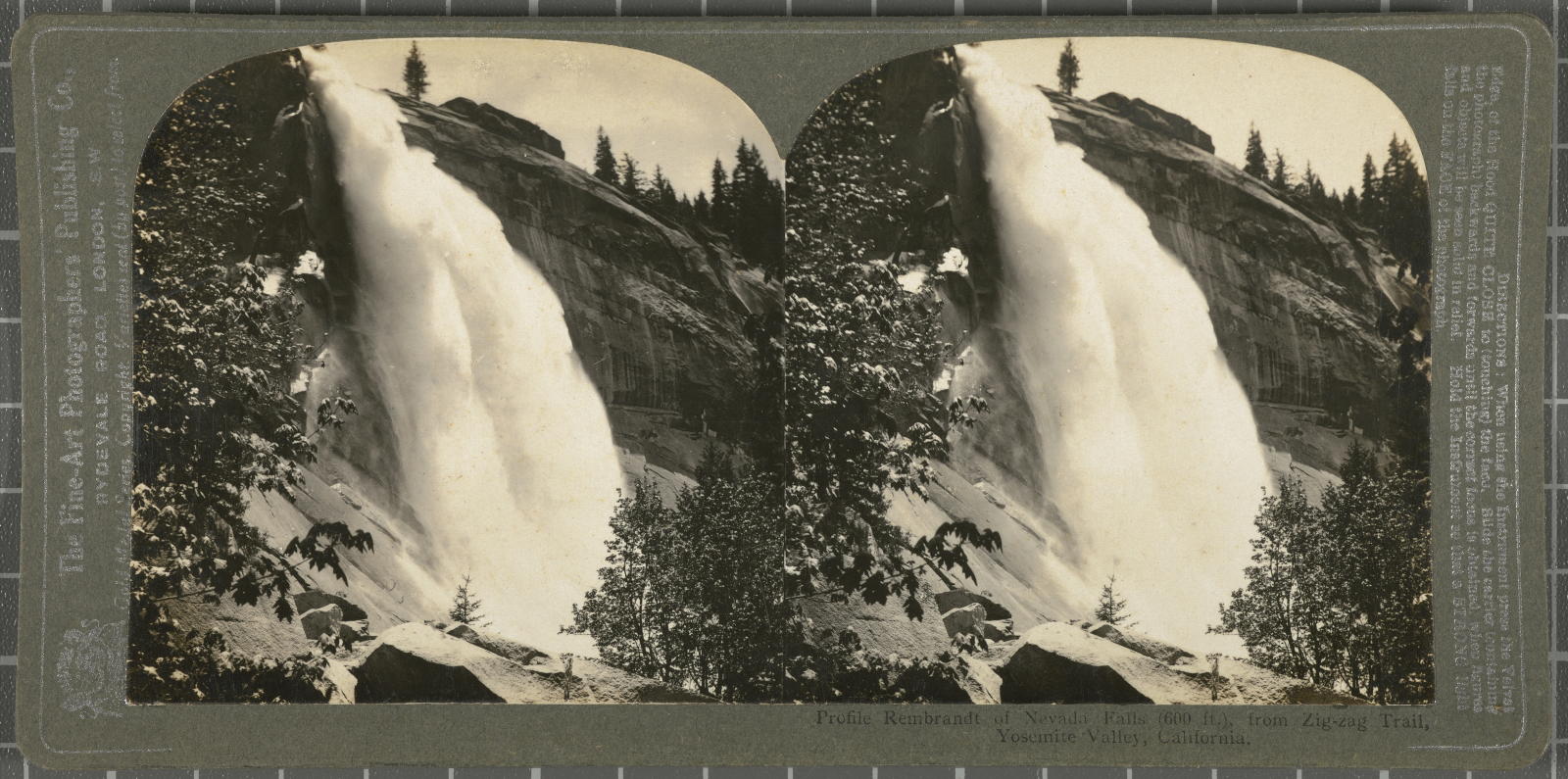 Desconegut, Profile Rembrandt of Nevada Falls (600ft), from Zig-Zag Trail, Yosemite Valley, California. Fine-Art Photog. Publish. Co.