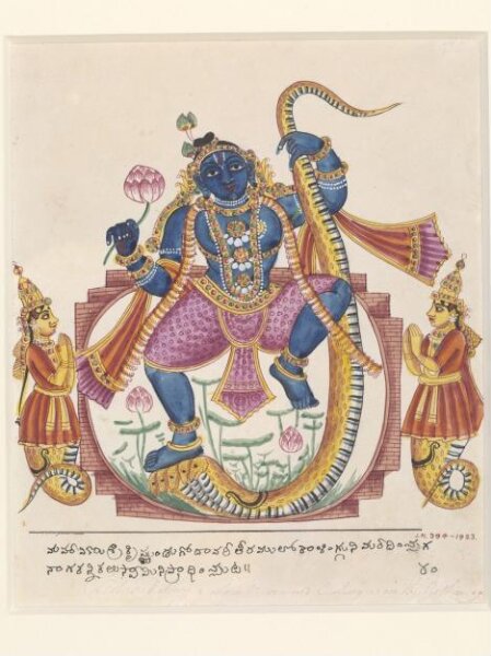 Unknown, Krishna dancing on the serpent Kaliya.