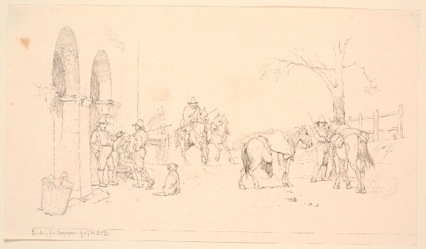 Johan Thomas Lundbye, Campagnoler udenfor et osteri