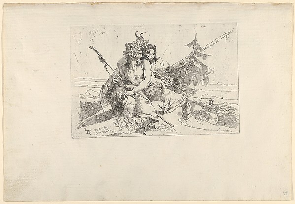 Giovanni Battista Tiepolo, Bacchant, Satyr, and Fauness, from the Scherzi