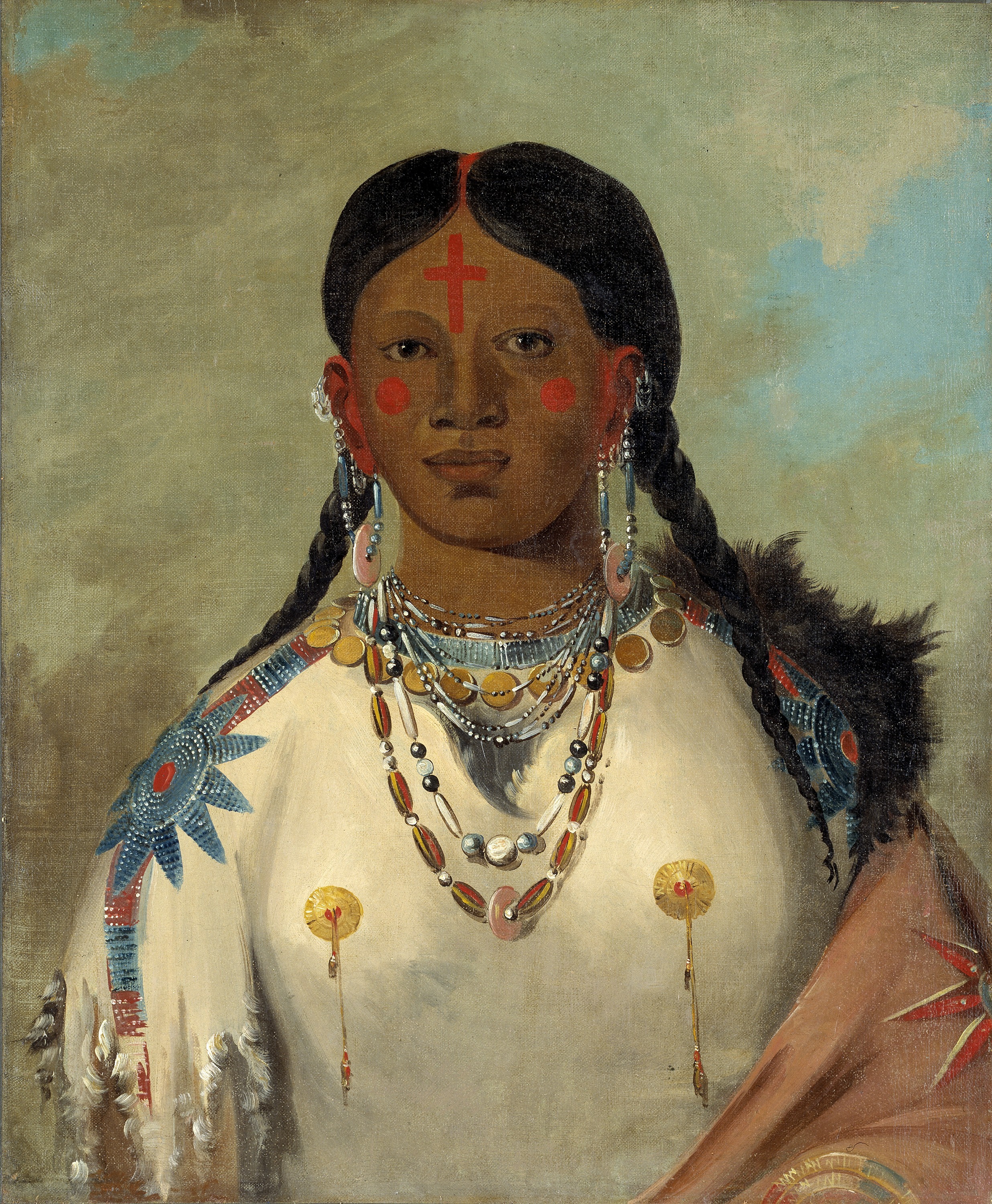 George Catlin, Tís-se-wóo-na-tís, She Who Bathes Her Knees, Wife of the Chief