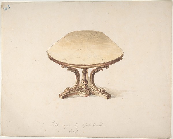 Anonymous, British, 19th century, Design for a Dining Table, with Carved Pedestal-style Leg