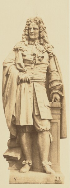 Édouard Baldus, ["Boileau", Statue by Gabriel Bernard Seurre, Decoration of the Louvre, Paris]