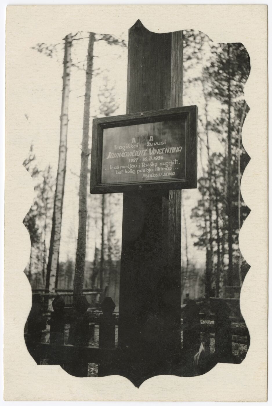 Vytautas Šikšnys, Lentelė, pritvirtinta prie kryžiaus