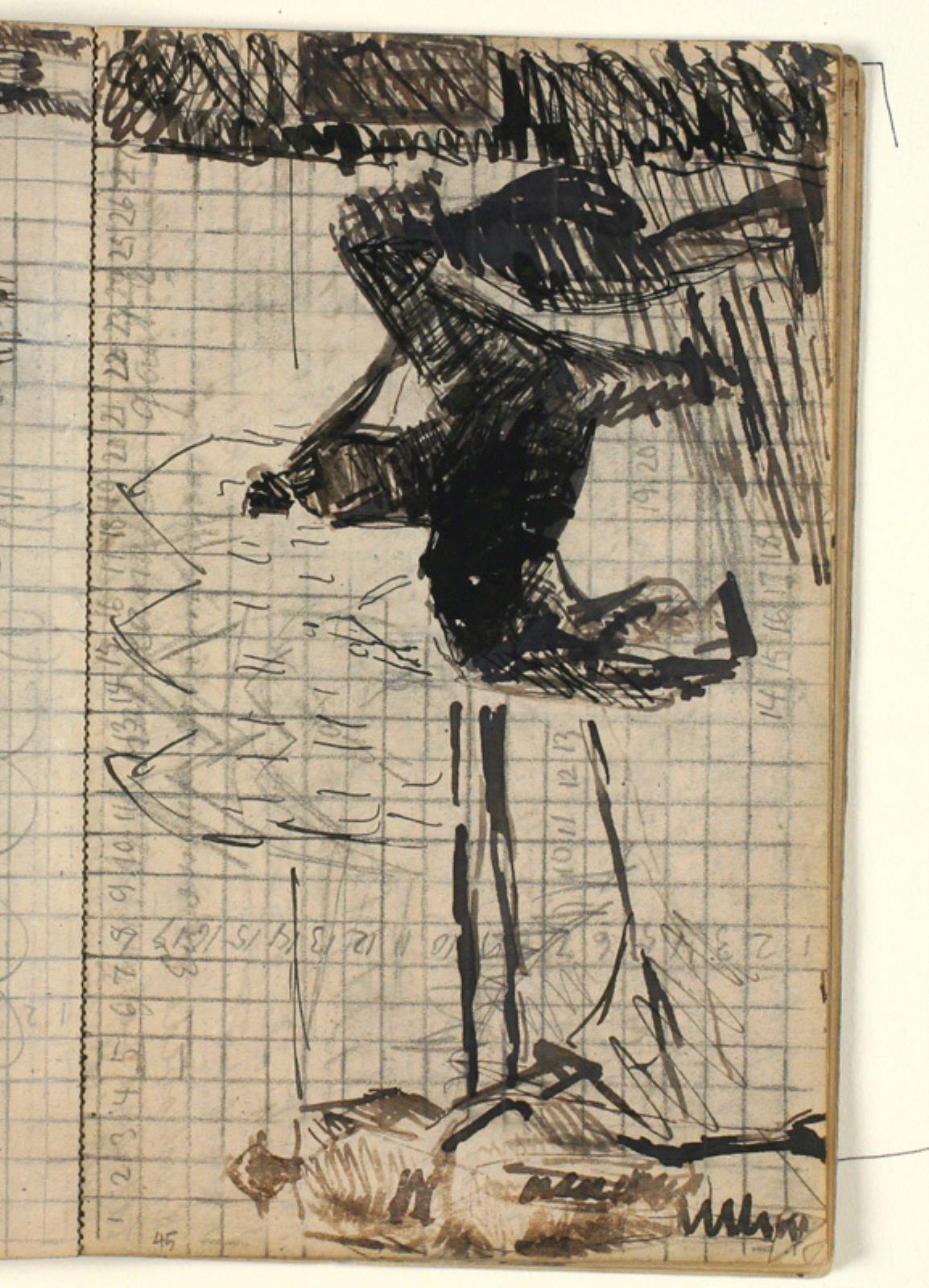 Niels Larsen Stevns, Kompositionsudkast til Blichers novelle "Vinhandleren og Herremanden", p. 198 - Kaj Lykke gør holdt foran Jens Bangs stenhus, kvadreret