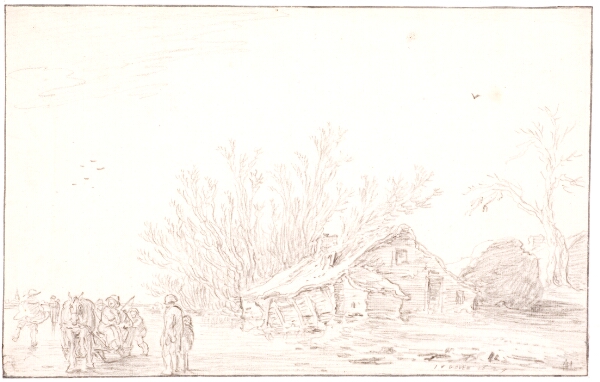 Jan Josefsz van Goyen, Vinterlandskab med skøjteløbere og bondehus