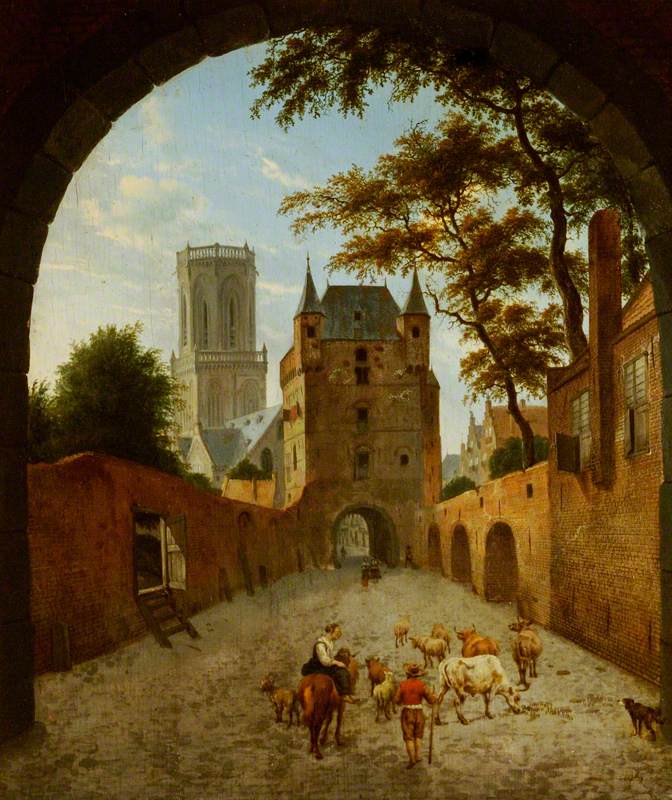 Adriaen van de Velde, Emmerich: View through a Gateway of the Waterpoort