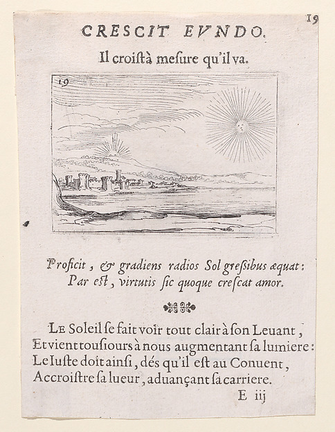 Jacques Callot, Le Soleil Levant (The Rising Sun), plate 19 from "Lux Claustri ou La Lumière du Cloitre" (The Light of the Cloisters)