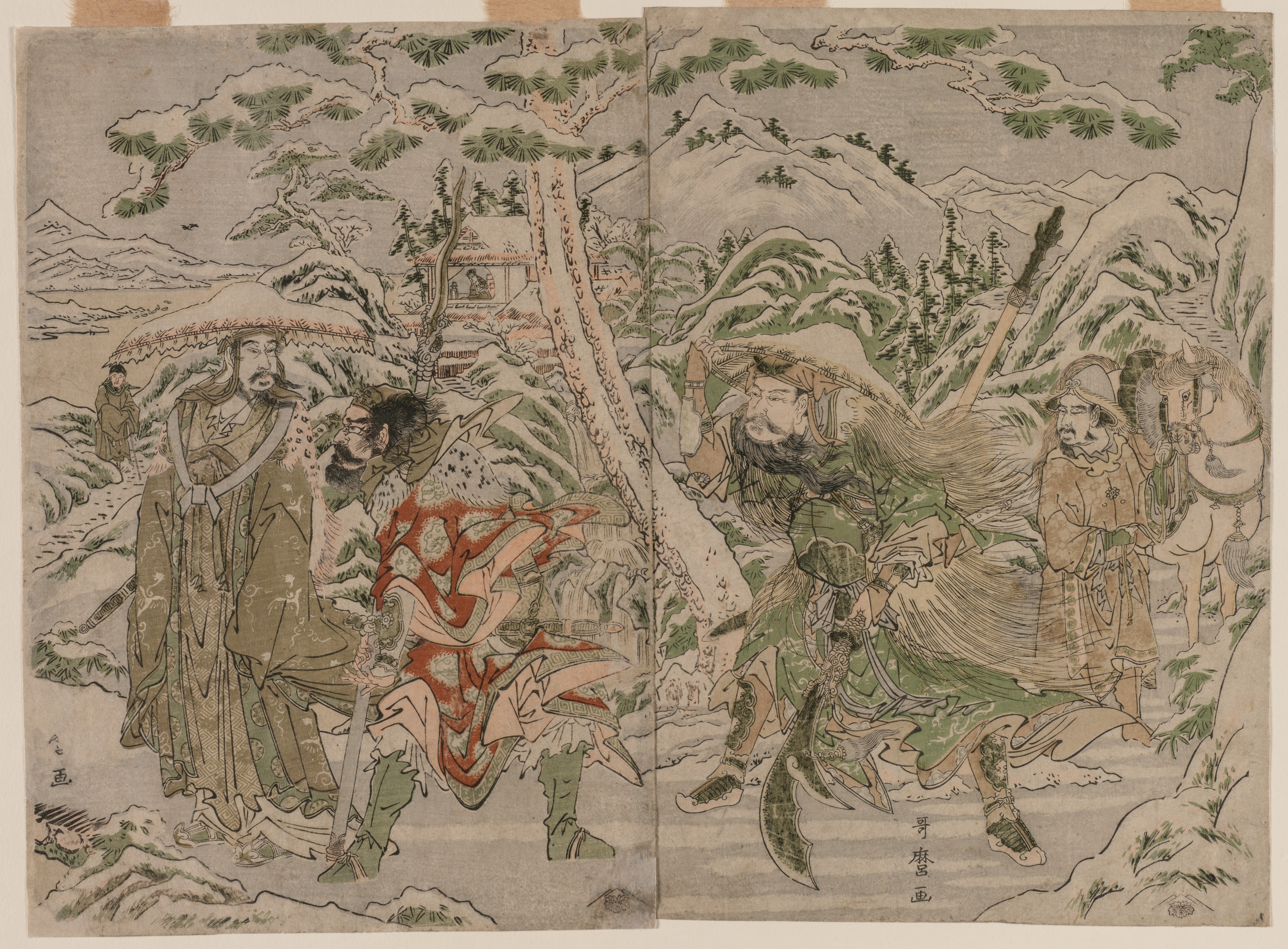 Kitagawa Utamaro, Winter Scene from the Romance of the Three Kingdoms