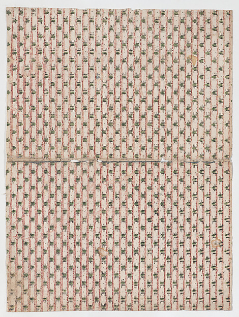 Anonymous, Book cover with overall stripe pattern with geometric designs