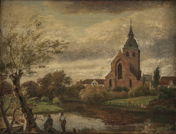 Dankvart Dreyer, Efterårsdag ved Odense Å. Skt. Knuds Kirke set fra Blegepladsen