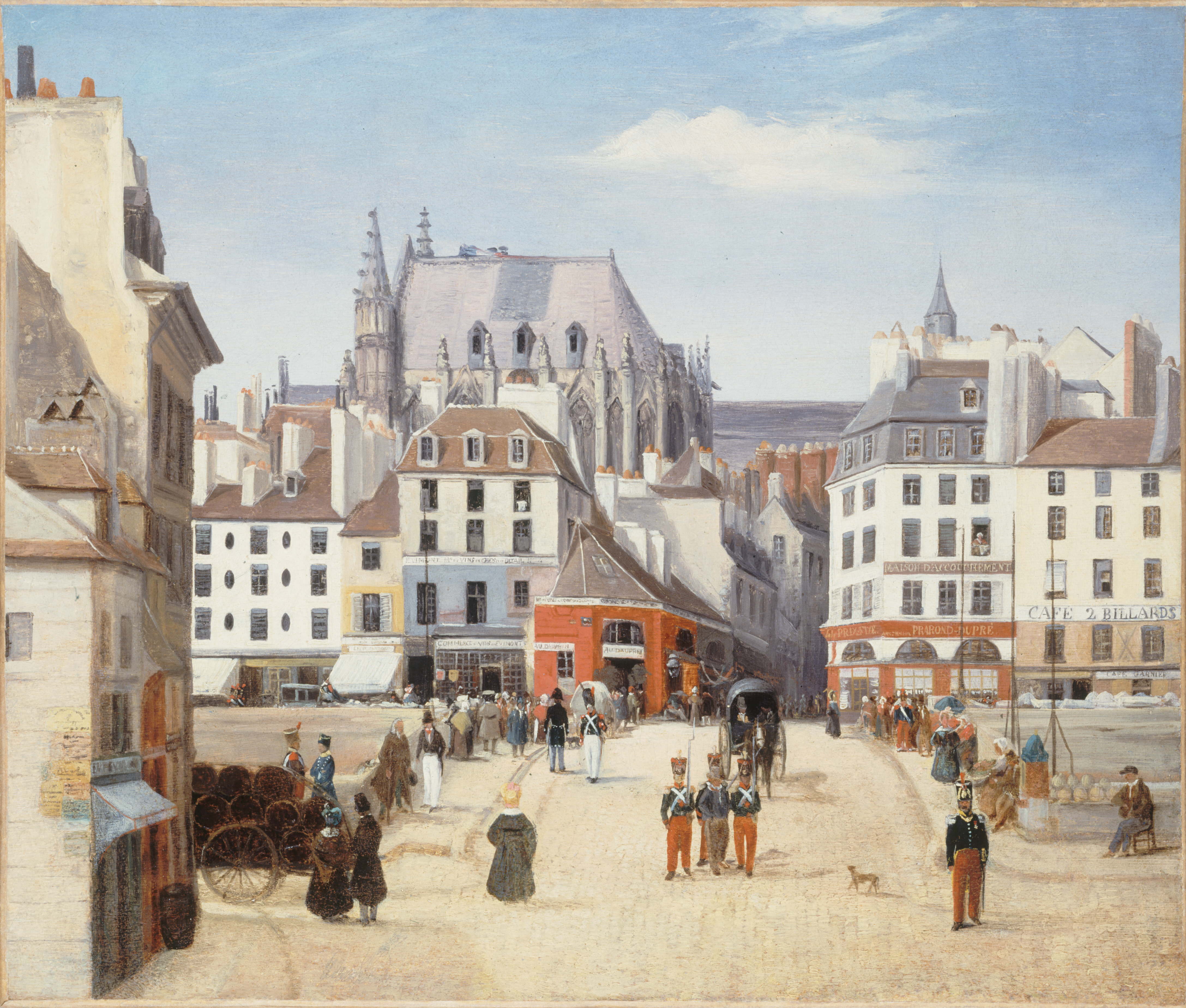 Anonyme, Le pont Saint-Michel et la Cité, vers 1830