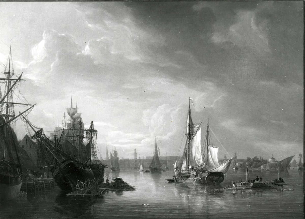 Repro, Stockholm från Tegeluddsviken. Oljemålning av Carl Bennet omkring 1840.