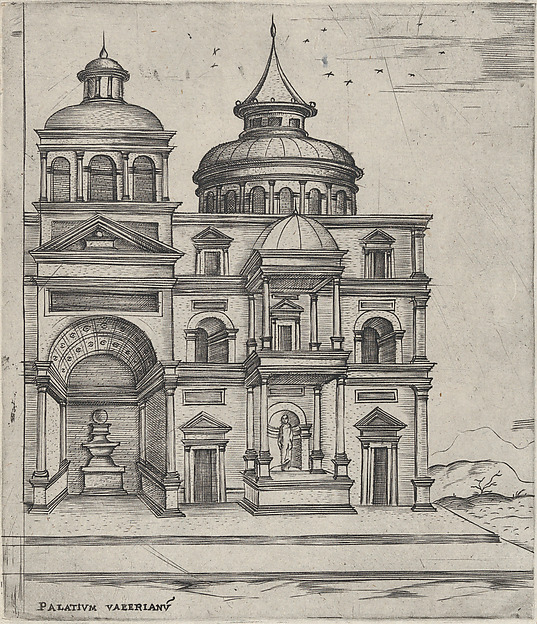 Anonymous, Italian, 16th century, Palatium Valerianu[m], from a series depicting (reconstructed) buildings from Roman antiquity