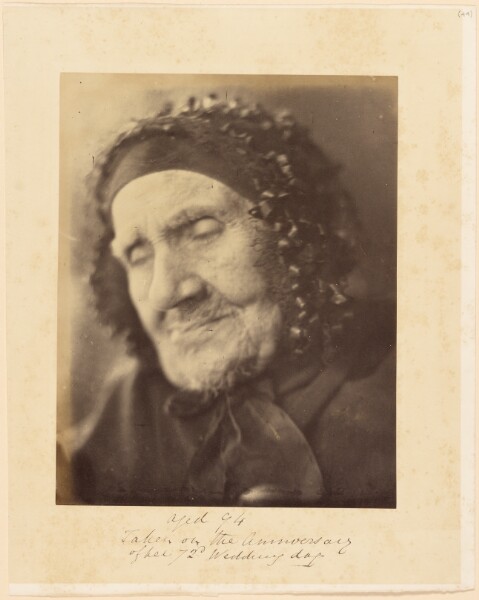 Julia Margaret Cameron, Aged 94, Taken on the Anniversary of her 72d Wedding day [Head and shoulders portrait of an elderly woman]