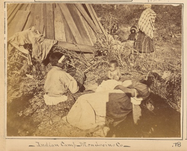 Carleton Watkins, At the Rancherio, Mendocino County, California.