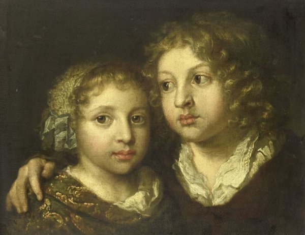 Caspar Netscher, A daughter and a son (Constantijn?) of the artist