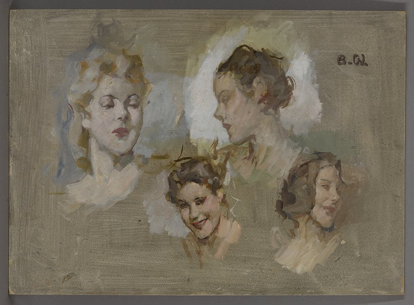 Brynolf Wennerberg, Studie von vier Frauenköpfen, um 1940