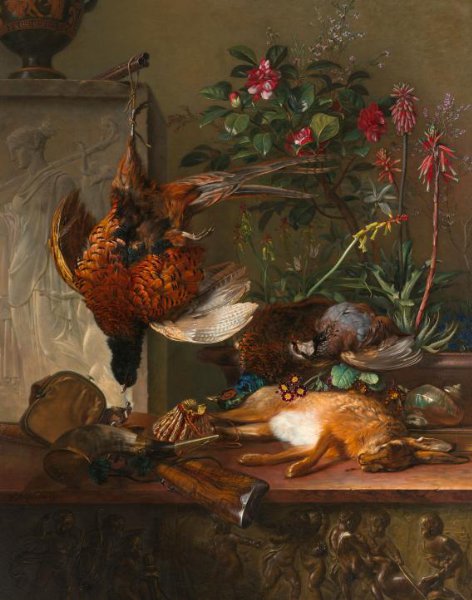 Georgius Jacobus Johannes van Os, Still Life with Game and a Greek Stele: Allegory of Autumn