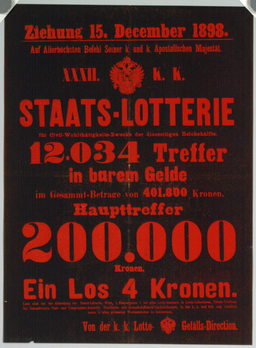 Anonym, XXXII. STAATS-LOTTERIE für Civil-Wohltätigkeits-Zwecke; 1898