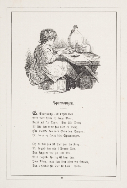 H.P. Hansen, Spurveungen. Illustration til H.V. Kaalund, "Fabler for Børn"
