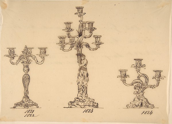 Anonymous, French, 19th century, Designs for Three Candelabras