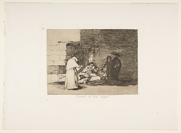 Goya (Francisco de Goya y Lucientes), Plate 49 from "The Disasters of War" (Los Desastres de la Guerra): 'A woman's charity' (Caridad de una muger)
