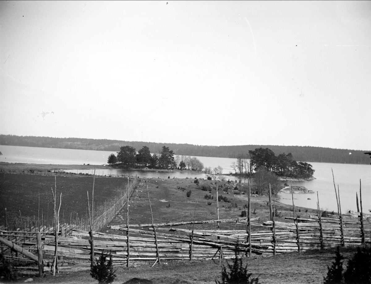 August Fredrik Schagerström, Inhägnade marker, sannolikt vid Kalmarviken, Mälaren, Kalmar socken, Uppland i april 1918