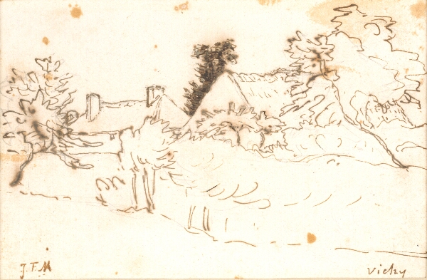Jean François Millet, En gård mellem træer, Vichy (Allier)