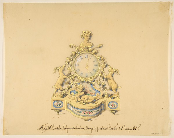 Anonymous, French, 19th century, Design for a Clock: Birth of Bacchus