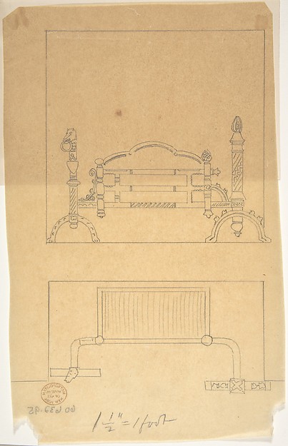 Anonymous, British, 19th century, Design for Grate, with Plan