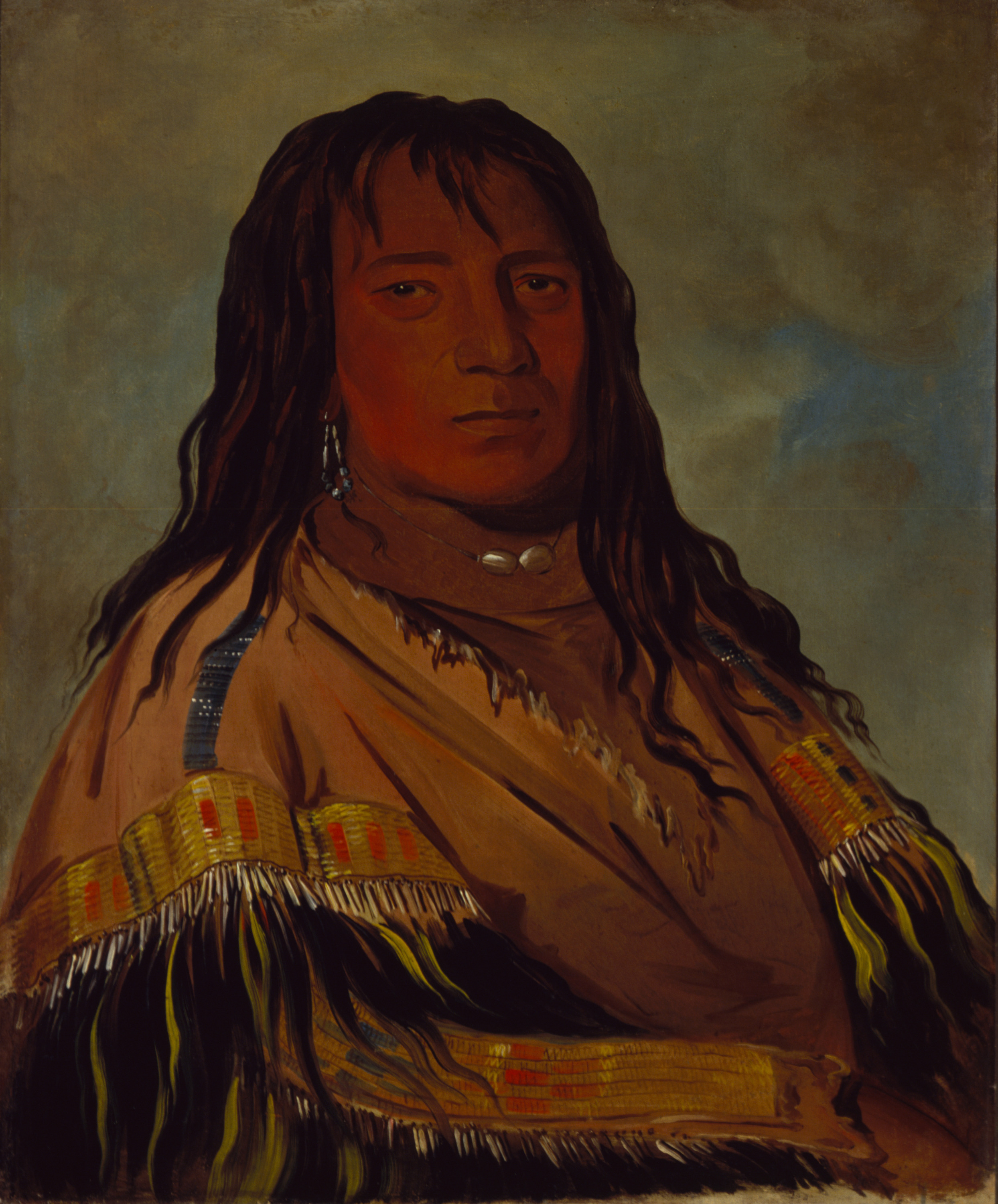 George Catlin, Chá-tee-wah-née-che, No Heart, Chief of the Wah-ne-watch-to-nee-nah Band
