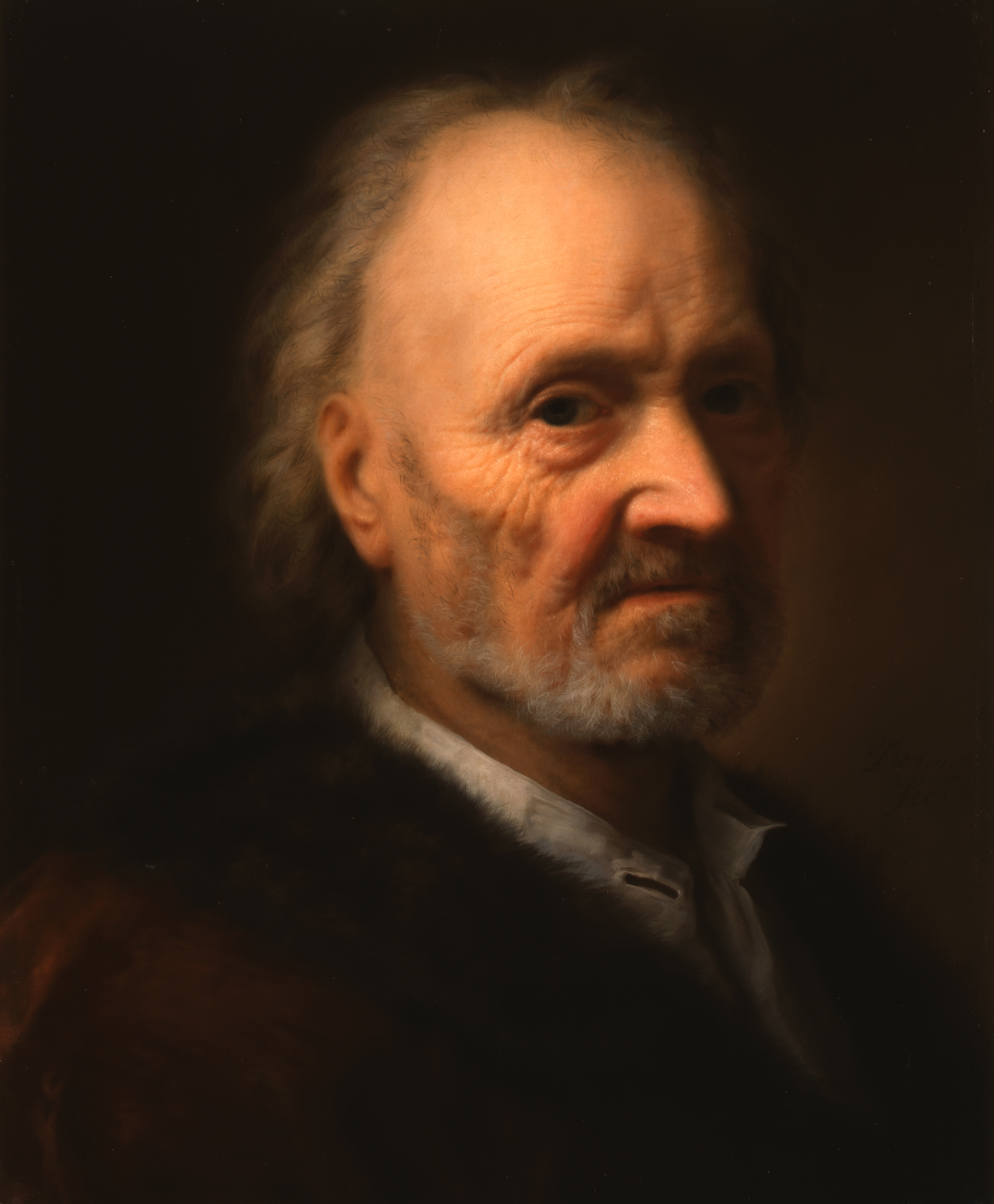 Balthasar Denner, Portrait of an old man with a fur collar