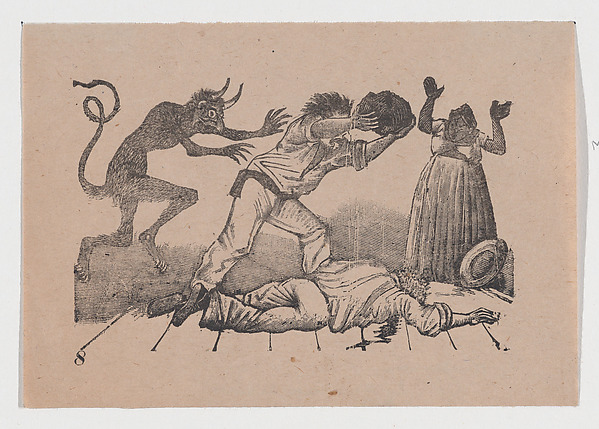 José Guadalupe Posada, Plate 8: a man murdering another with a rock