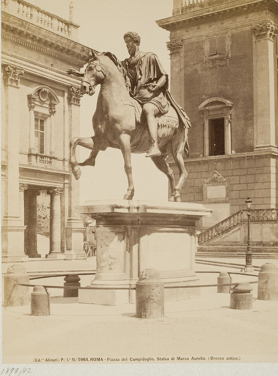 Fratelli Alinari, Mark Aurel, Bronze-Statue, Kapitolsplatz, Rom