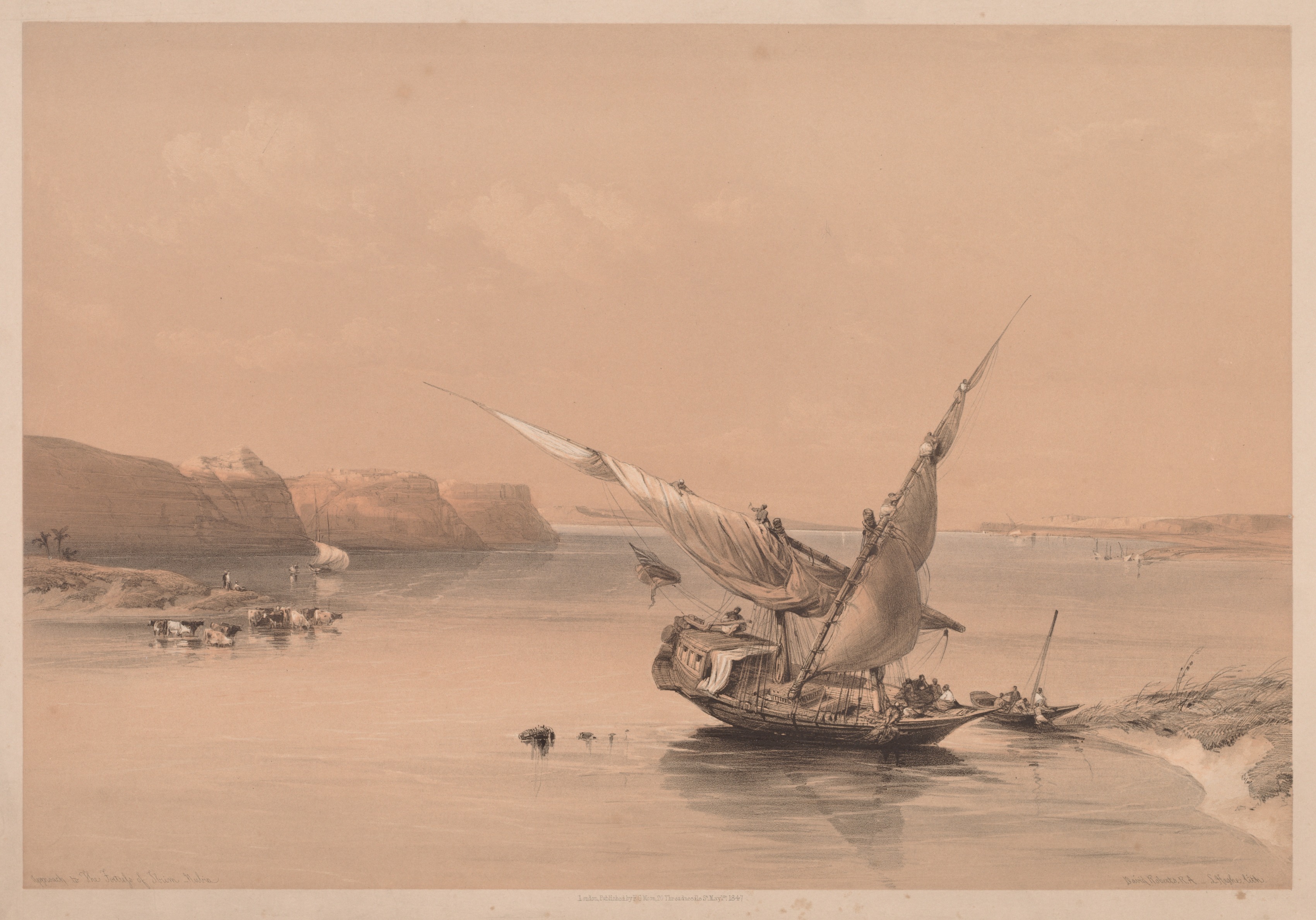 Louis Haghe, Egypt and Nubia:  Volume II - No. 6, Approach to the Fortress of Ibrim, Nubia