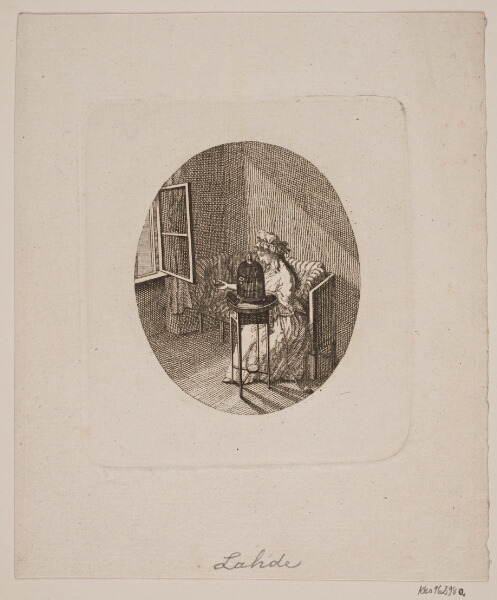 Gerhard Ludvig Lahde, Frihed. Vignet med Dame, der sætter en fugl i frihed