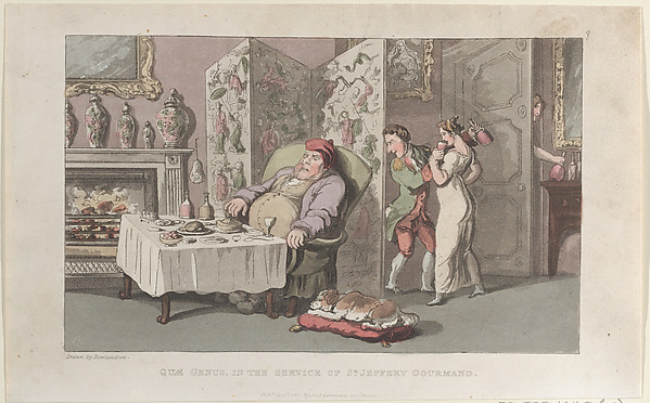 Thomas Rowlandson, Quae Genus, in the Service of Sr. Jeffery Gourmand
