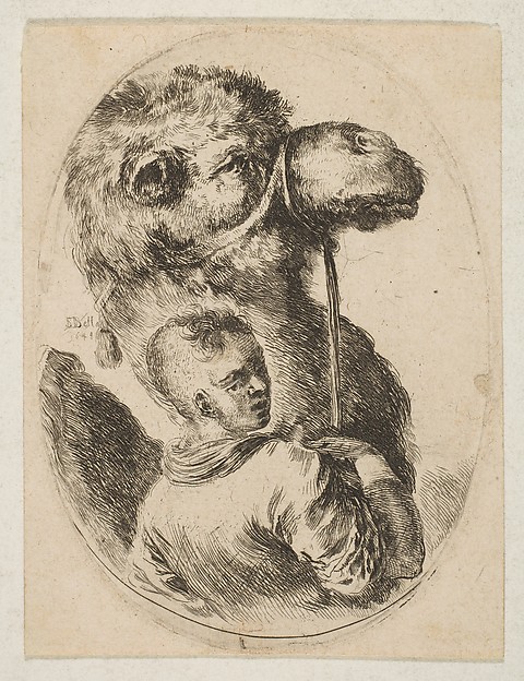 Stefano della Bella, A slave holds a camel by the bridle, from 'Several heads in the Persian style' (Plusieurs têtes coiffées à la persienne)