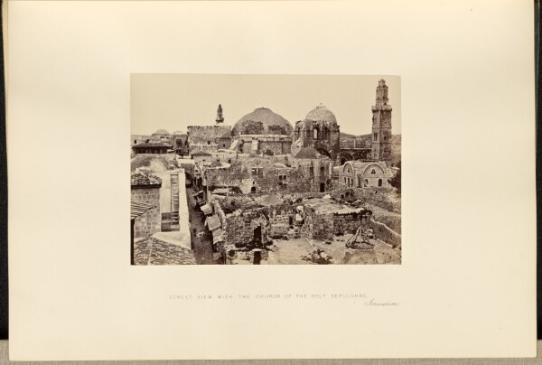 Francis Frith, Street view with the Church of the Holy Sepulchre, Jerusalem