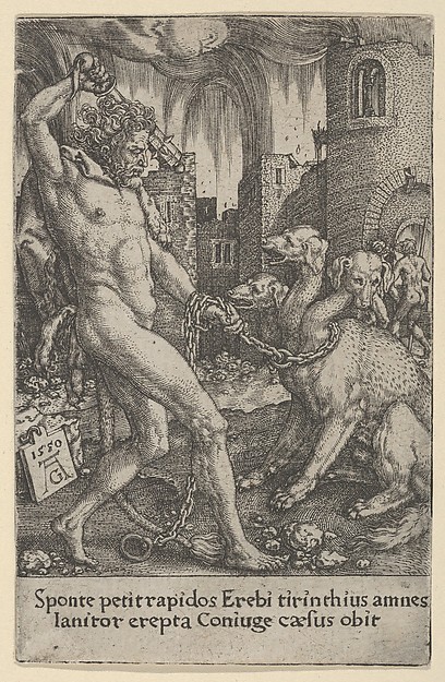 Heinrich Aldegrever, Hercules and Cerberus, from The Labors of Hercules