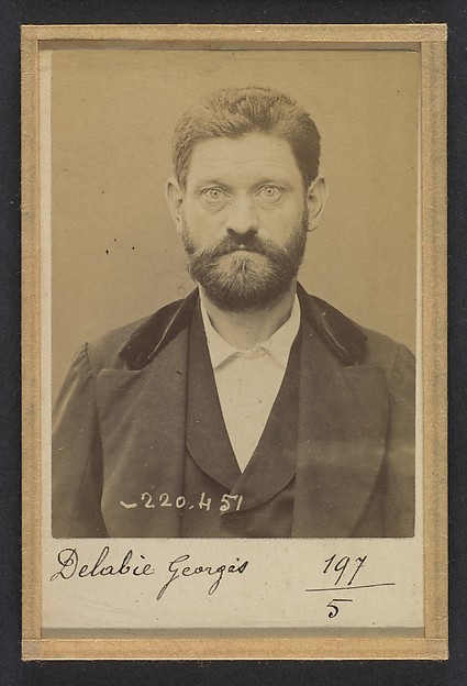 Alphonse Bertillon, Delabie. Georges. 43 ans, né le 30/10/50 à Ganaches (Somme). Mécanicien. Anarchiste. 2/7/94.