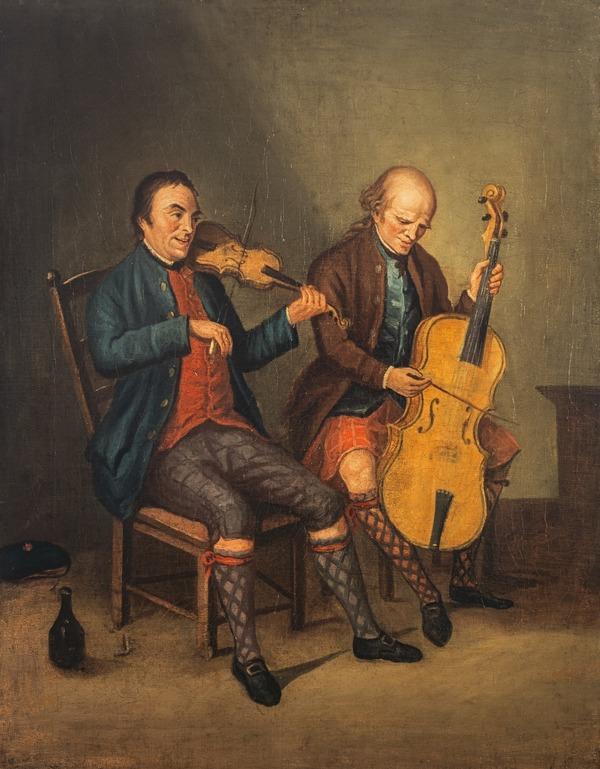 David Allan, Niel Gow, 1727 - 1807. Violinist and composer (With his brother Donald Gow, fl. c 1780. Cellist)