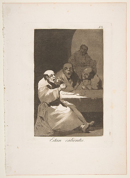 Goya (Francisco de Goya y Lucientes), Plate 13 from "Los Caprichos": They are hot (Estan calientes)