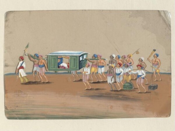 Unknown, One of two drawings depicting procession scenes in Patna.