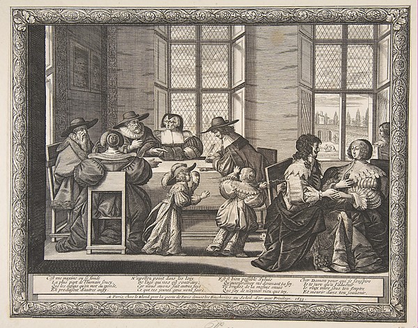 Abraham Bosse, The Marriage Contract, plate 1 from "Marriage in the City" (Le Mariage à la Ville)
