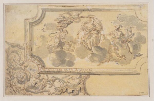 Unknown, Ceiling design, with a personification of Justice and three other allegorical figures