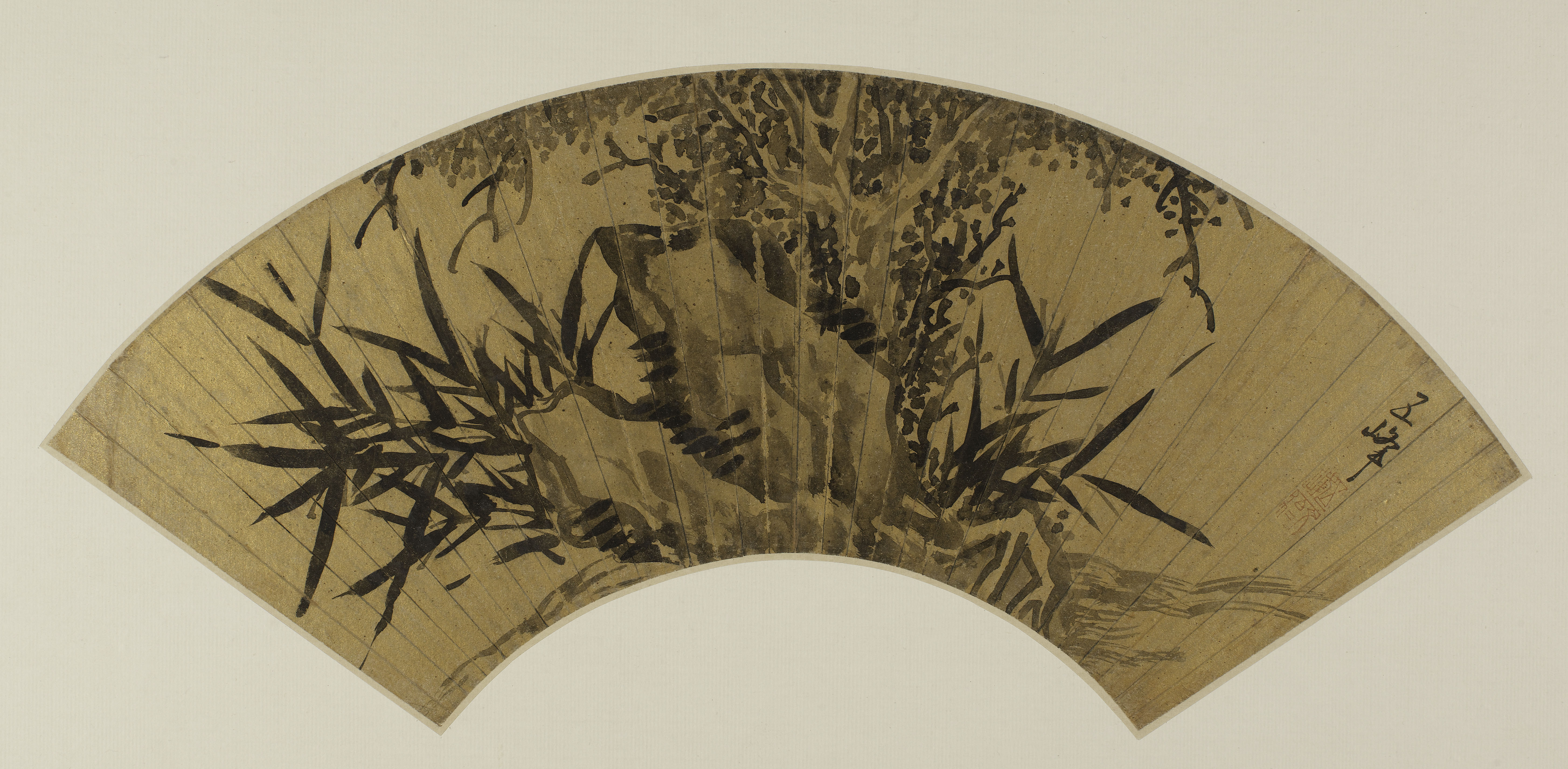 Boren 文伯仁 Wen, Bambous, arbre et rocher