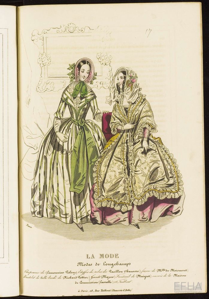 Unknown artist, Modeprent (in kleur) uit 'La mode : album des salons' 1842-01-06