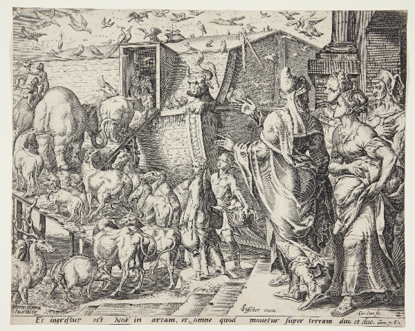 Cornelis Cort, Noa, hans familie og dyrene går ombord i arken
